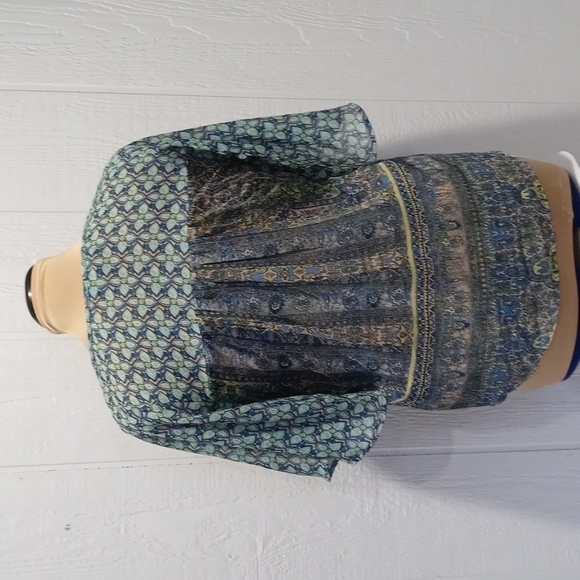 Olive Hill small Bohemian boho hippie blouse sheer - Picture 6 of 9